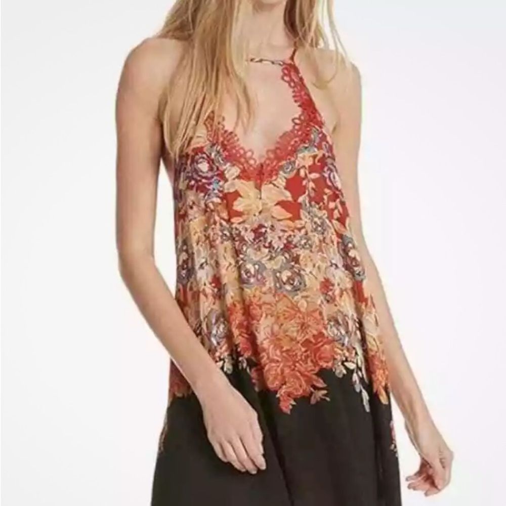 Free People Slip Dress Sexy Intimately Haze Twilight Floral Mini Dress Crochet M